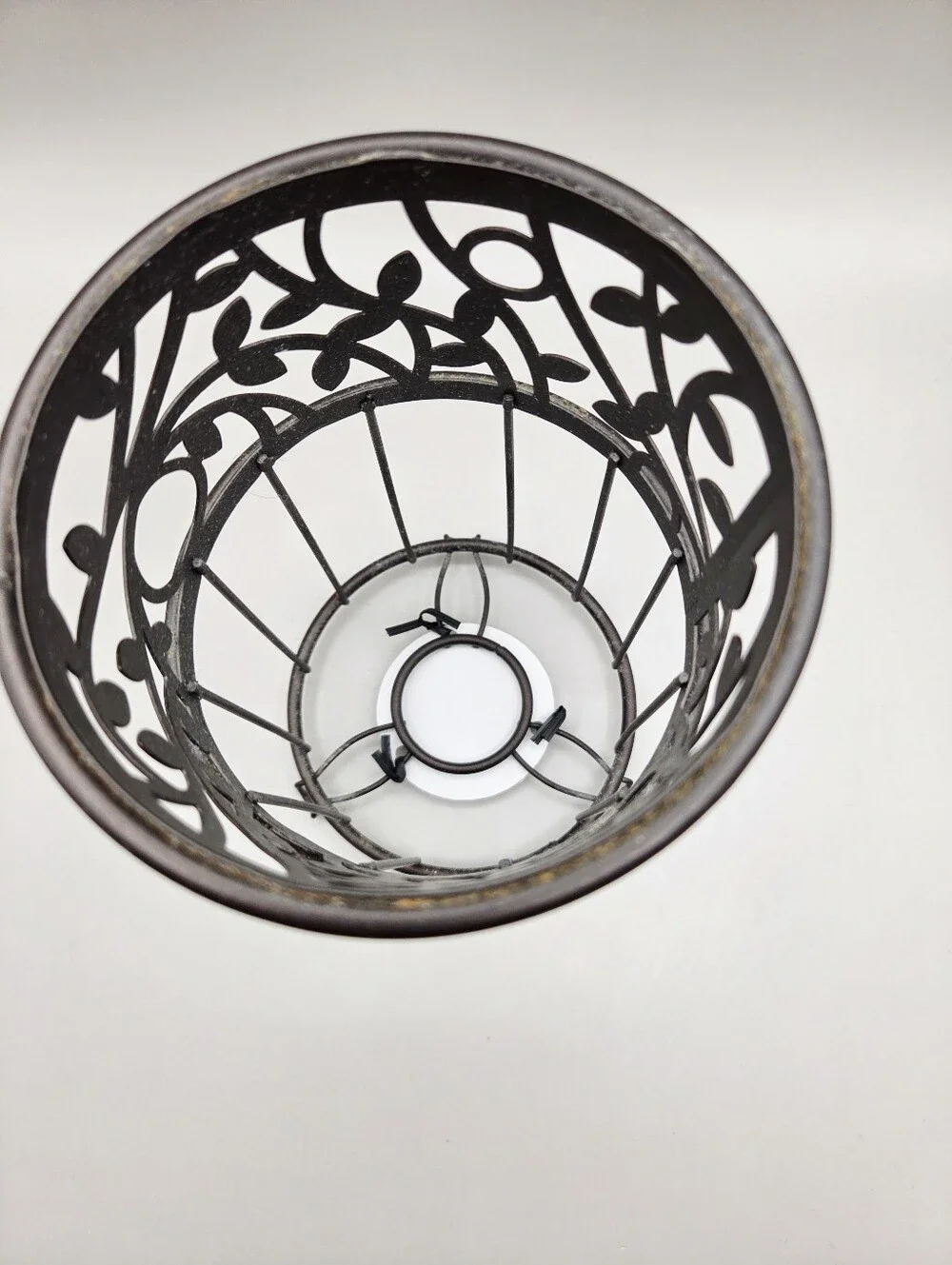 Inter Design - Decorative Brown Metal Candle Lantern, Cut-out Pattern, NWT